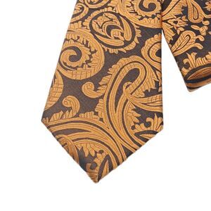 Hi-Tie Silk Tie Mens 62” Copper Brown Paisley Persian Classic Elegant New